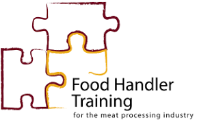 Logo for the food handler training program - red and yellow outlines puzzle pieces